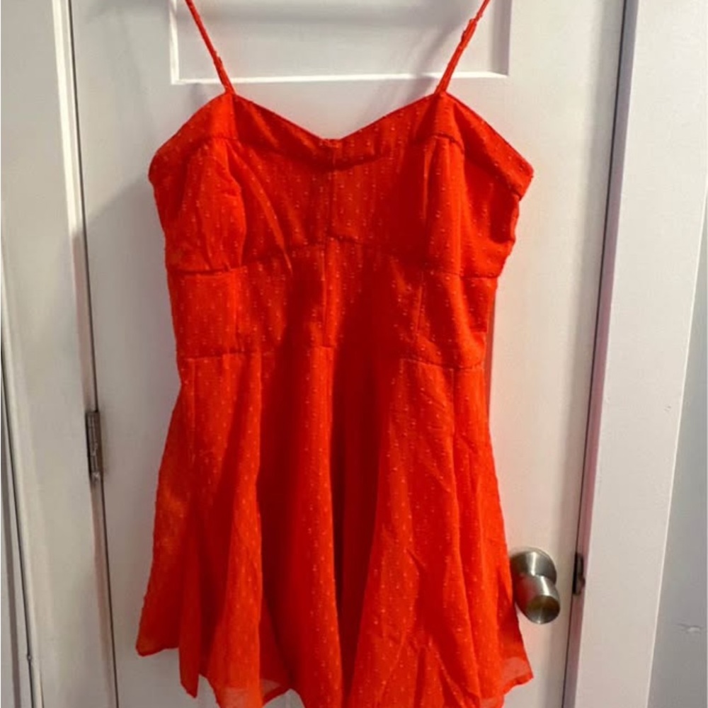 Fun & Flirt Bright Orange Spaghetti Strap Mini Dress